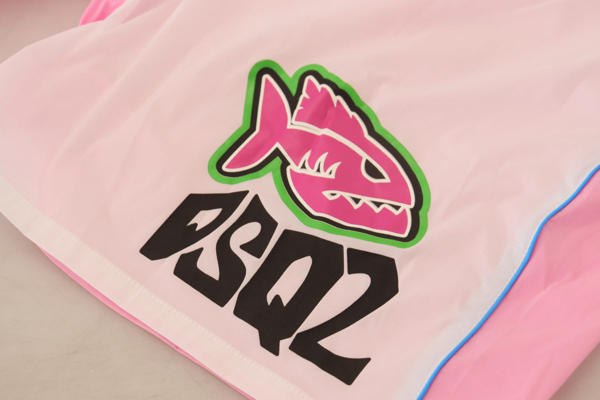 Dsquared² White Pink Logo Print Men Beachwear Shorts Swimwear - BrandFit 88