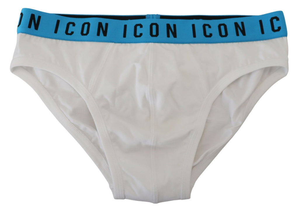 Dsquared² White Icon Logo Cotton Stretch Men Brief Underwear - BrandFit 88