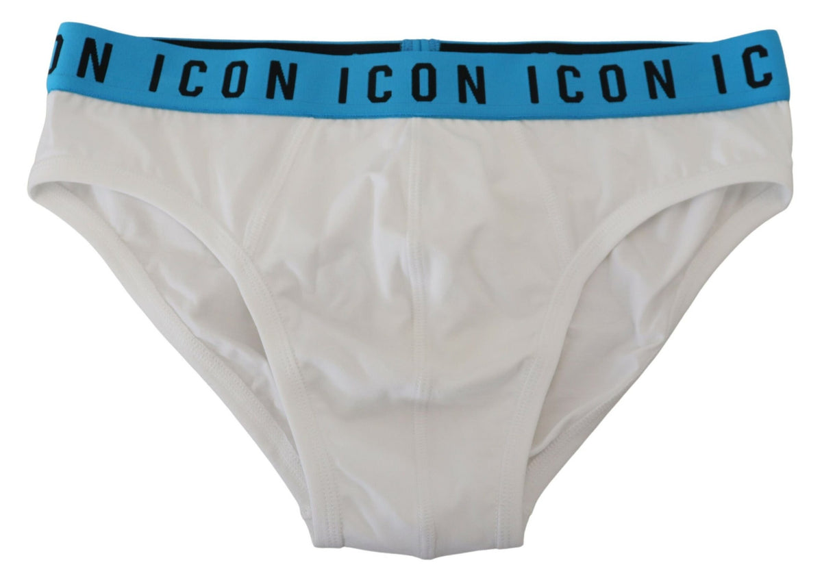 Dsquared² White Icon Logo Cotton Stretch Men Brief Underwear - BrandFit 88