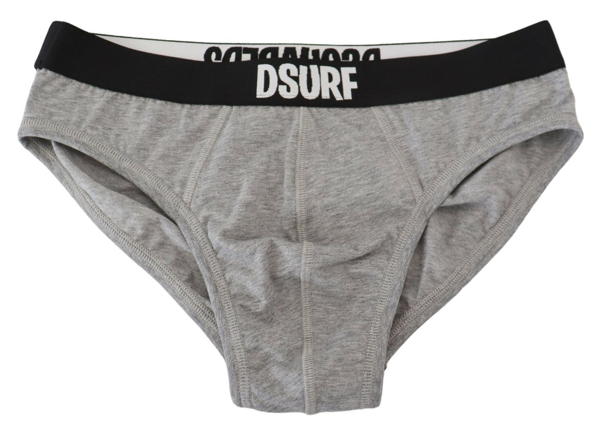 Dsquared² Gray DSURF Logo Cotton Stretch Men Brief Underwear - BrandFit 88