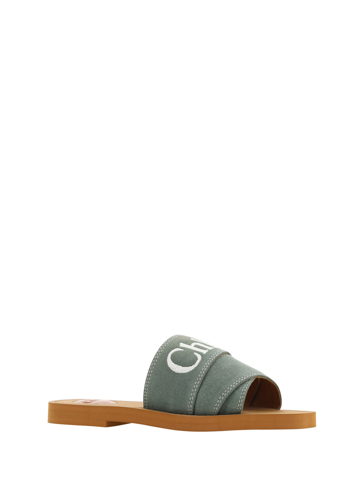 Chloé Forest Green Cotton Slides Woody Sandals - BrandFit 88