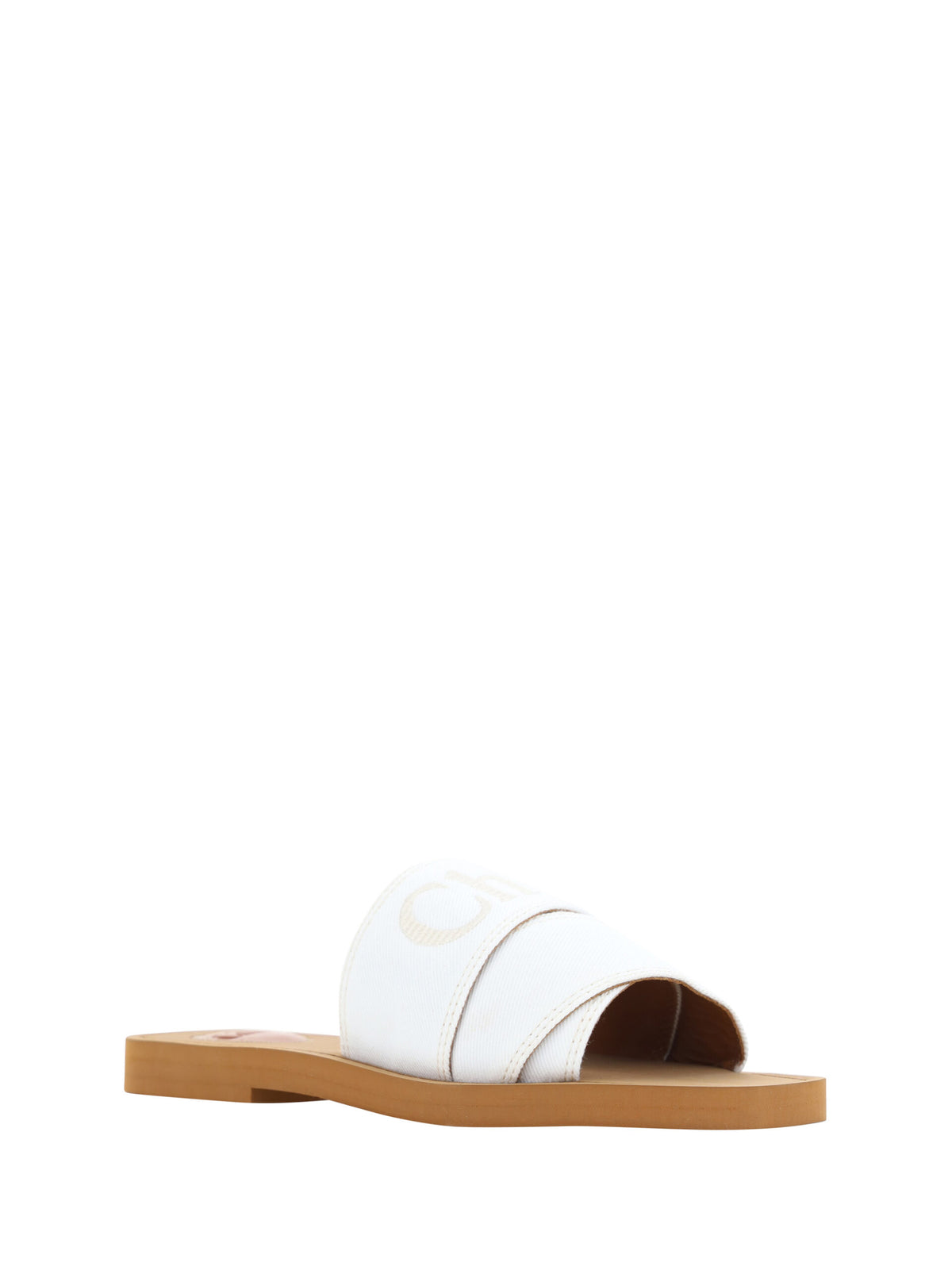 Chloé White Cotton Slides Woody Sandals - BrandFit 88