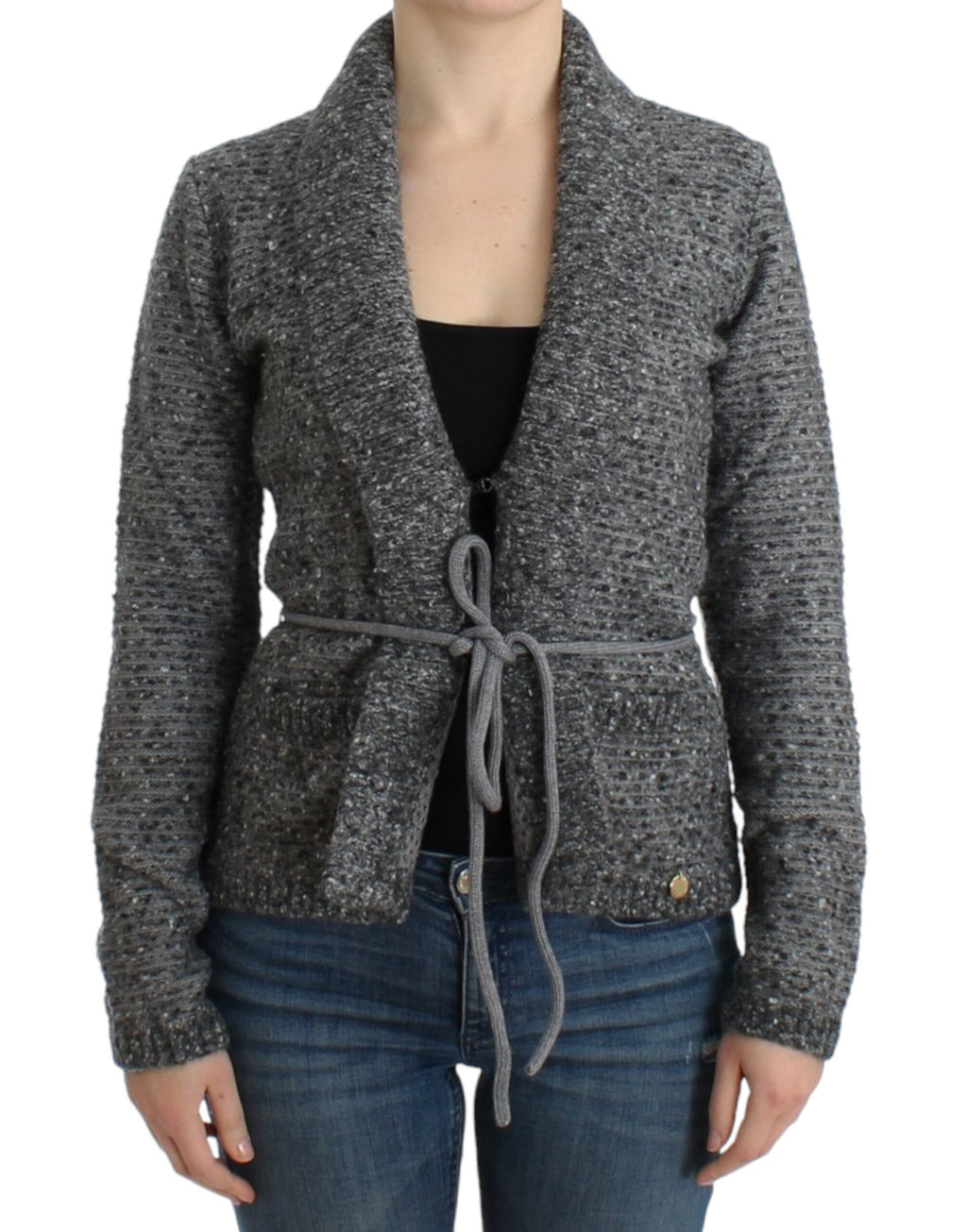 Cavalli Gray wool knitted cardigan