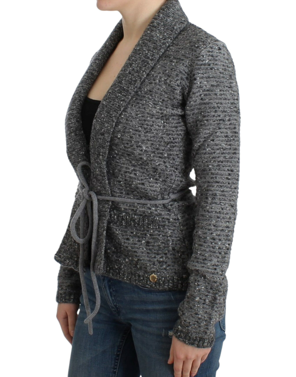Cavalli Gray wool knitted cardigan