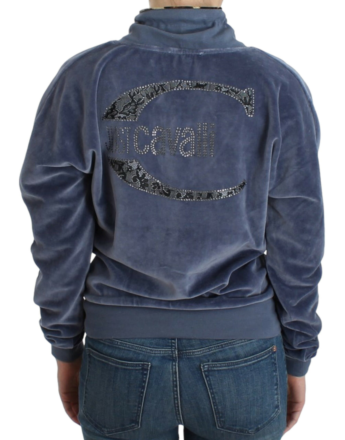 Cavalli Blue velvet cotton sweater