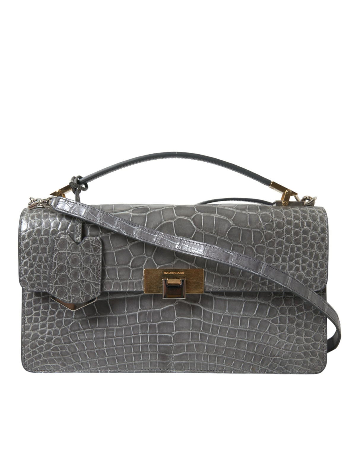 Balenciaga Gray Exotic Leather Medium Shoulder Hand Purse Bag - BrandFit 88