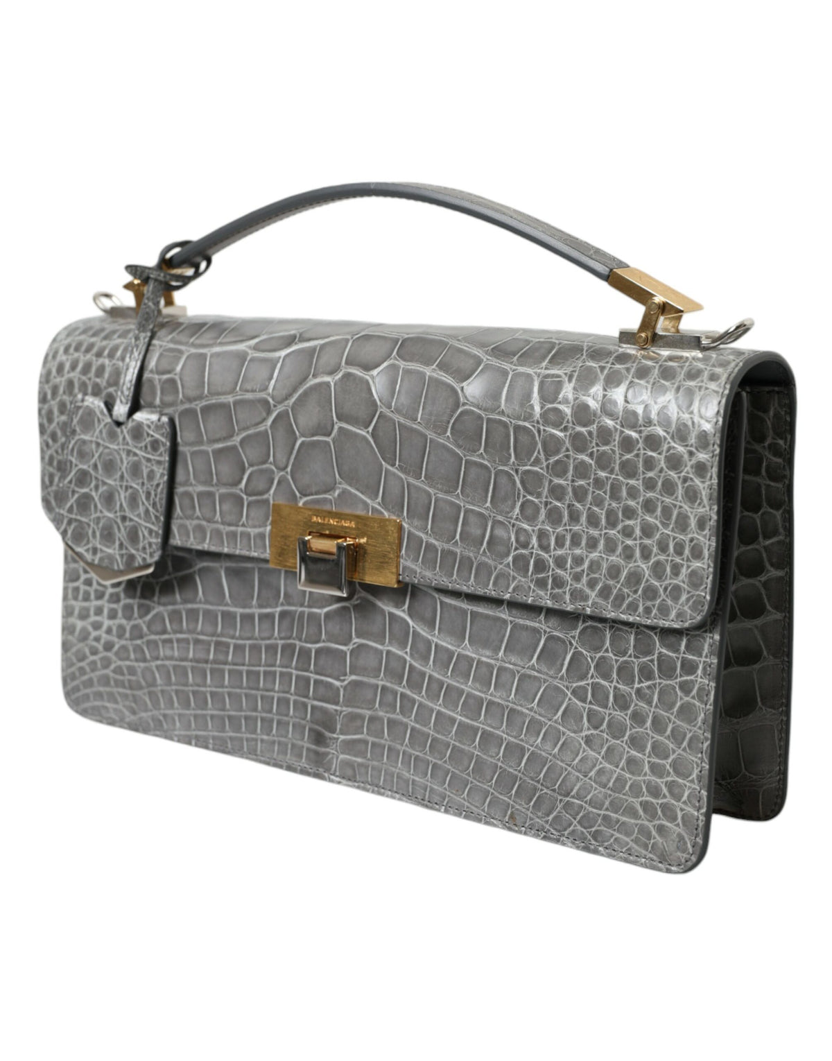 Balenciaga Gray Exotic Leather Medium Shoulder Hand Purse Bag - BrandFit 88
