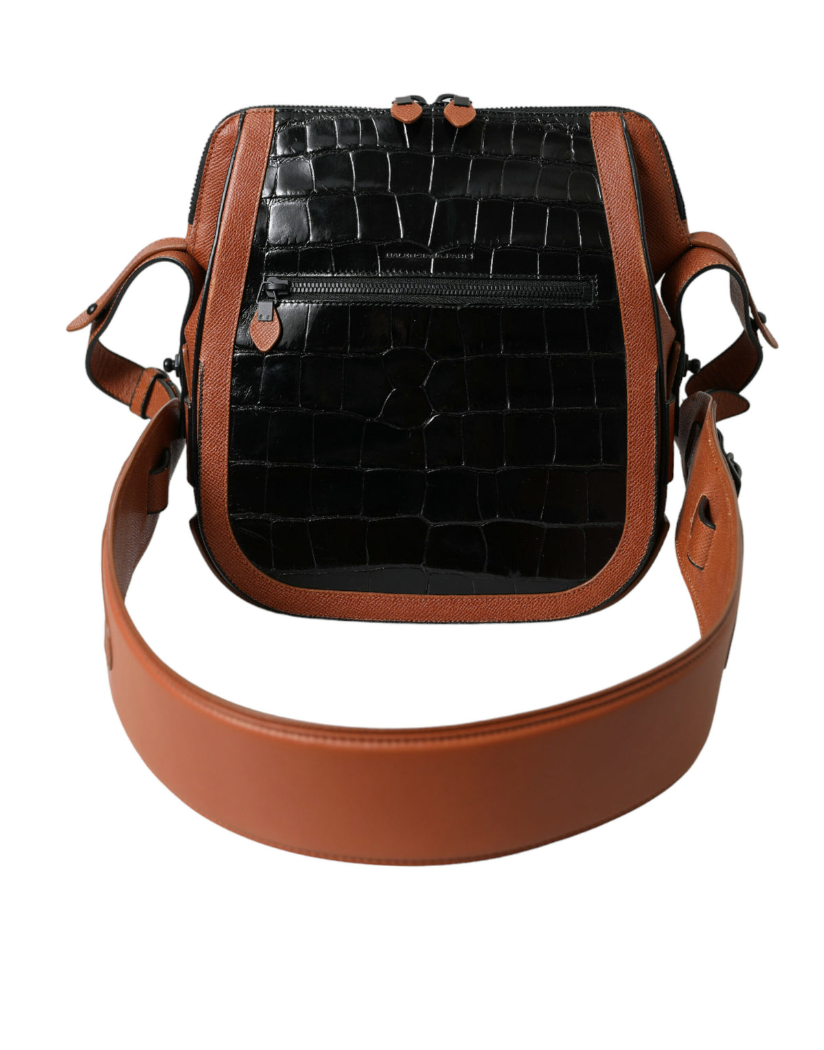 Balenciaga Black Brown Exotic Skin Leather Vertical Crossbody Purse Bag - BrandFit 88