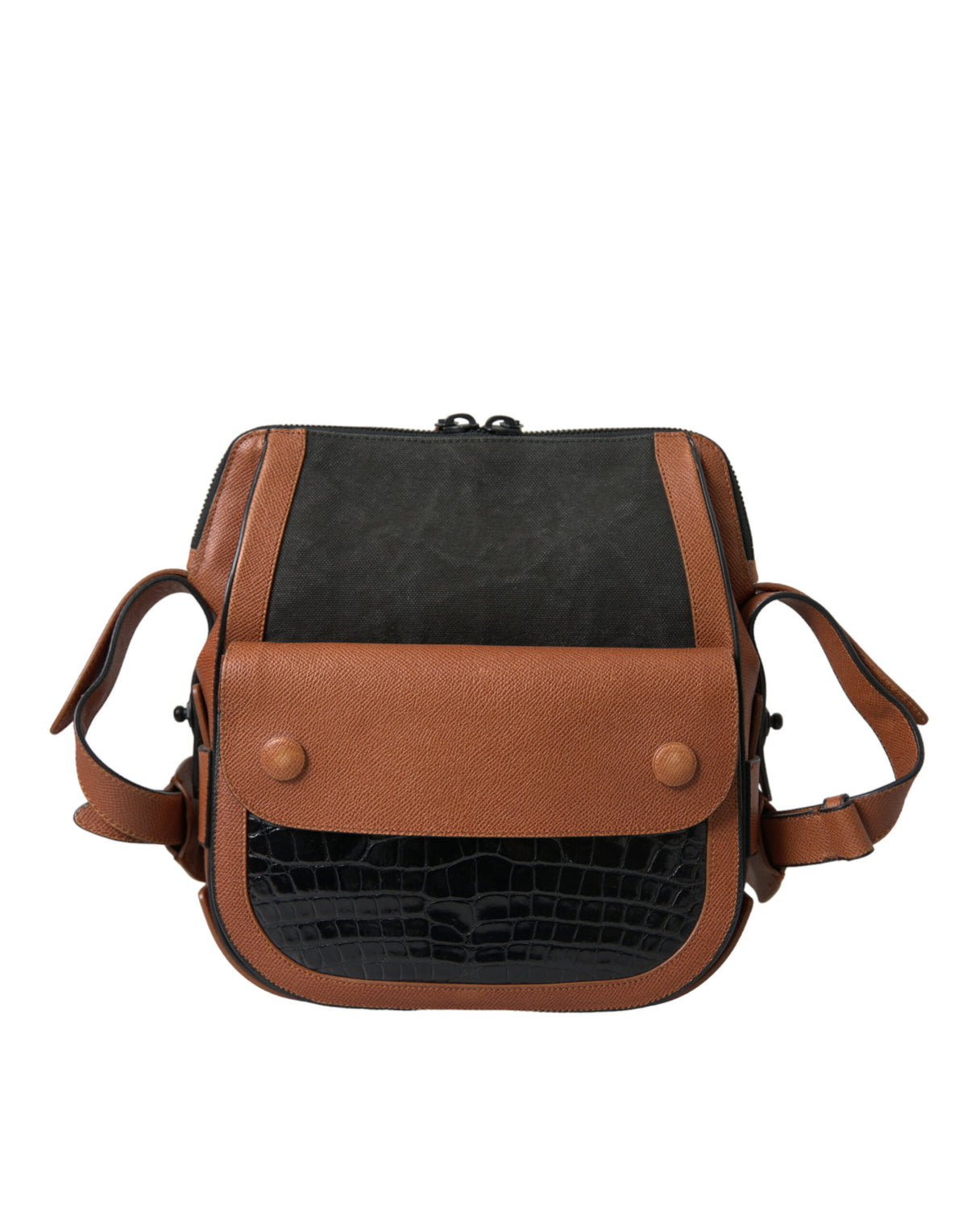 Balenciaga Black Brown Exotic Skin Leather Vertical Crossbody Purse Bag - BrandFit 88