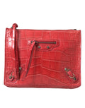 Balenciaga Red Exotic Skin Leather Classic Pouch Purse Wristlet Bag - BrandFit 88