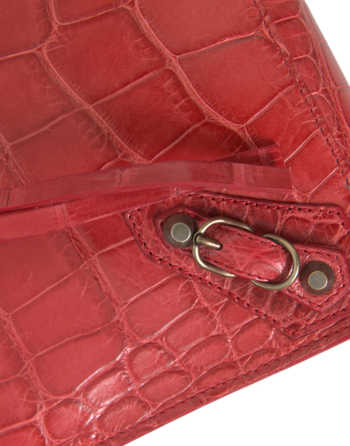Balenciaga Red Exotic Skin Leather Classic Pouch Purse Wristlet Bag - BrandFit 88