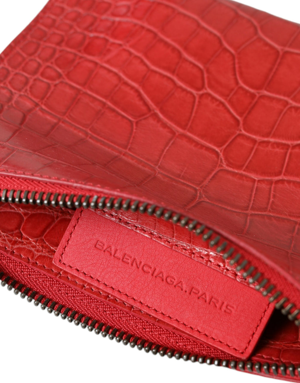 Balenciaga Red Exotic Skin Leather Classic Pouch Purse Wristlet Bag - BrandFit 88