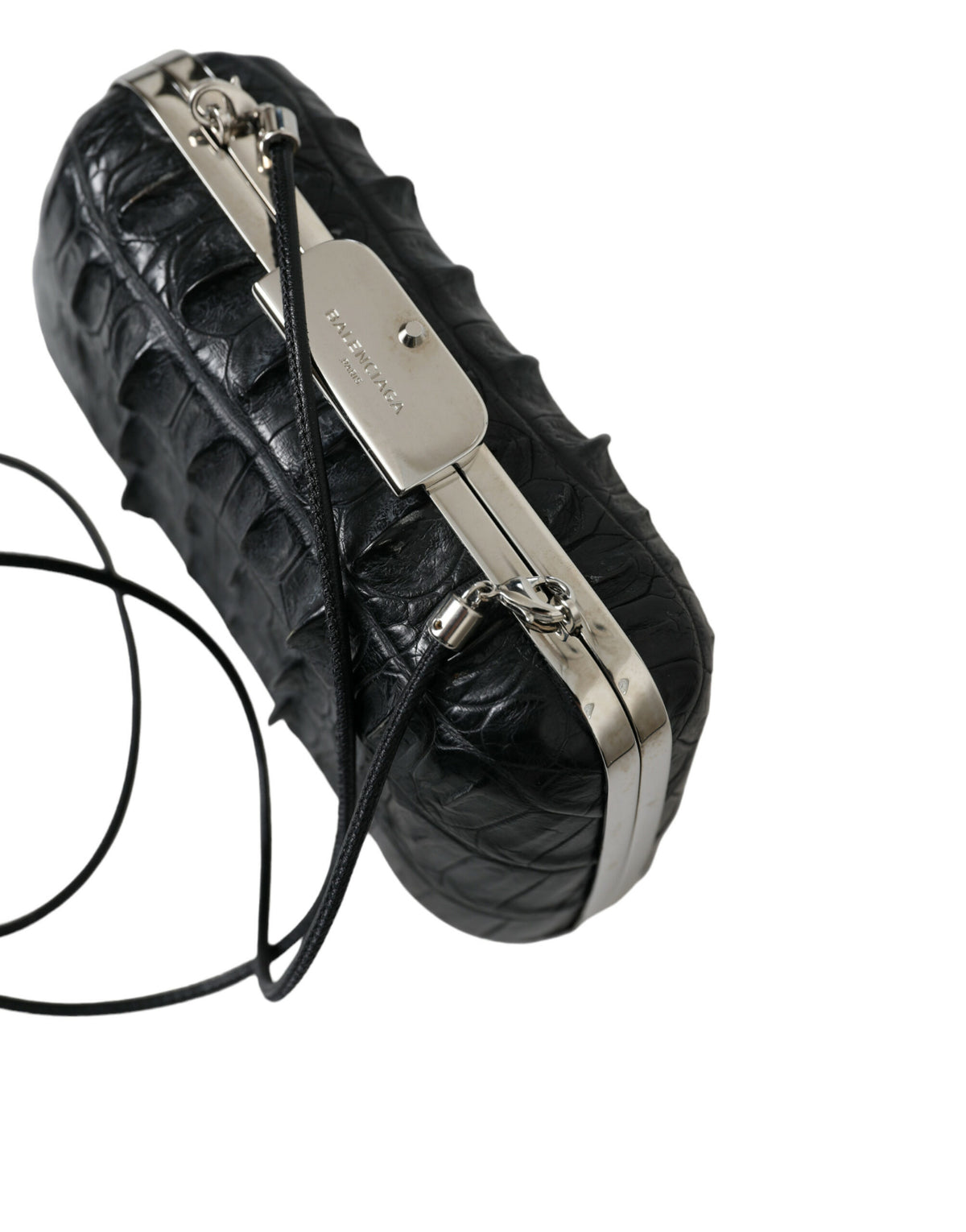 Balenciaga Black Exotic Skin Leather Shoulder Crossbody Box Clutch Bag - BrandFit 88