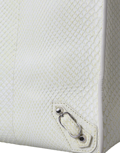Balenciaga White Yellow Exotic Skin Leather Shopping Tote PAPIER Bag