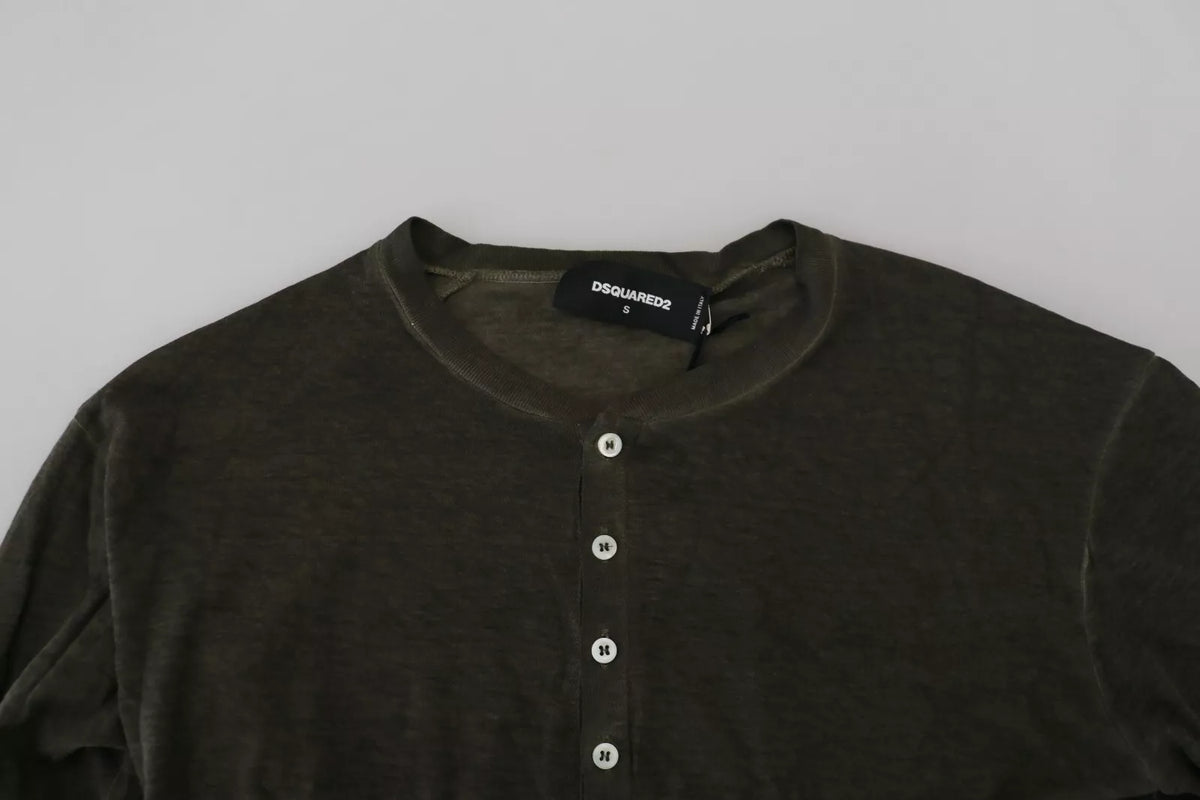 Dsquared² Gray Cotton Linen Long Sleeves Pullover Sweater - BrandFit 88