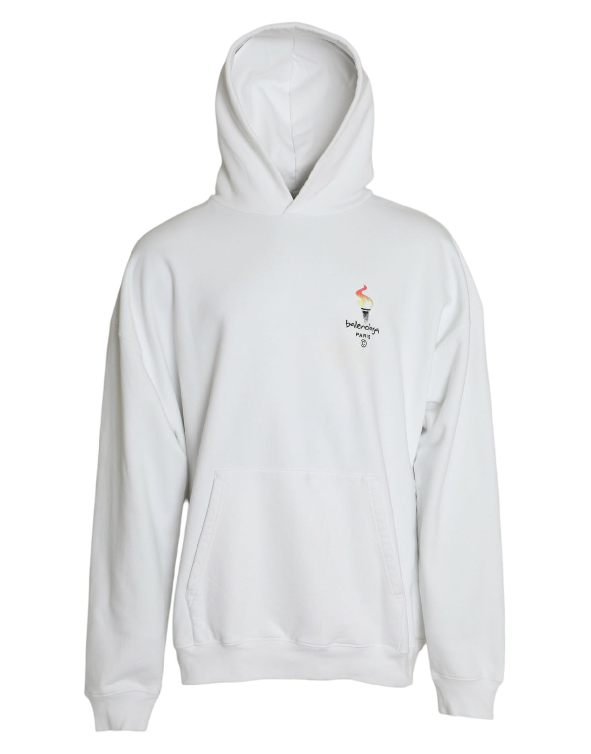 Balenciaga White Cotton Logo Hooded Pullover Sweatshirt Sweater - BrandFit 88