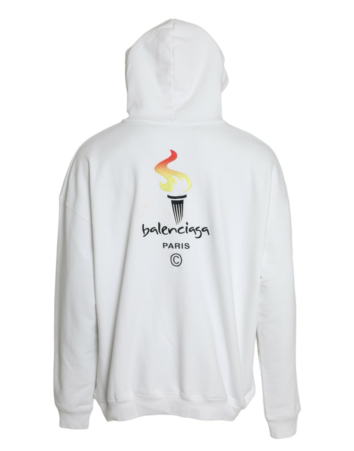 Balenciaga White Cotton Logo Hooded Pullover Sweatshirt Sweater - BrandFit 88
