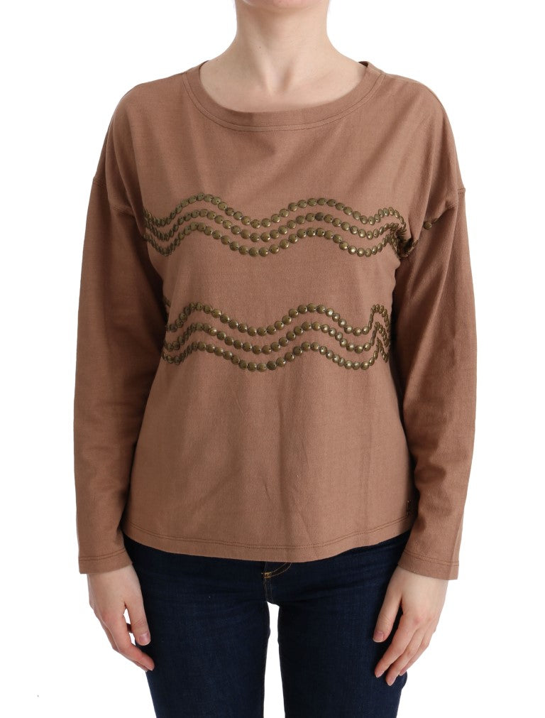 John Galliano Brown Cotton Studded Sweater John Galliano