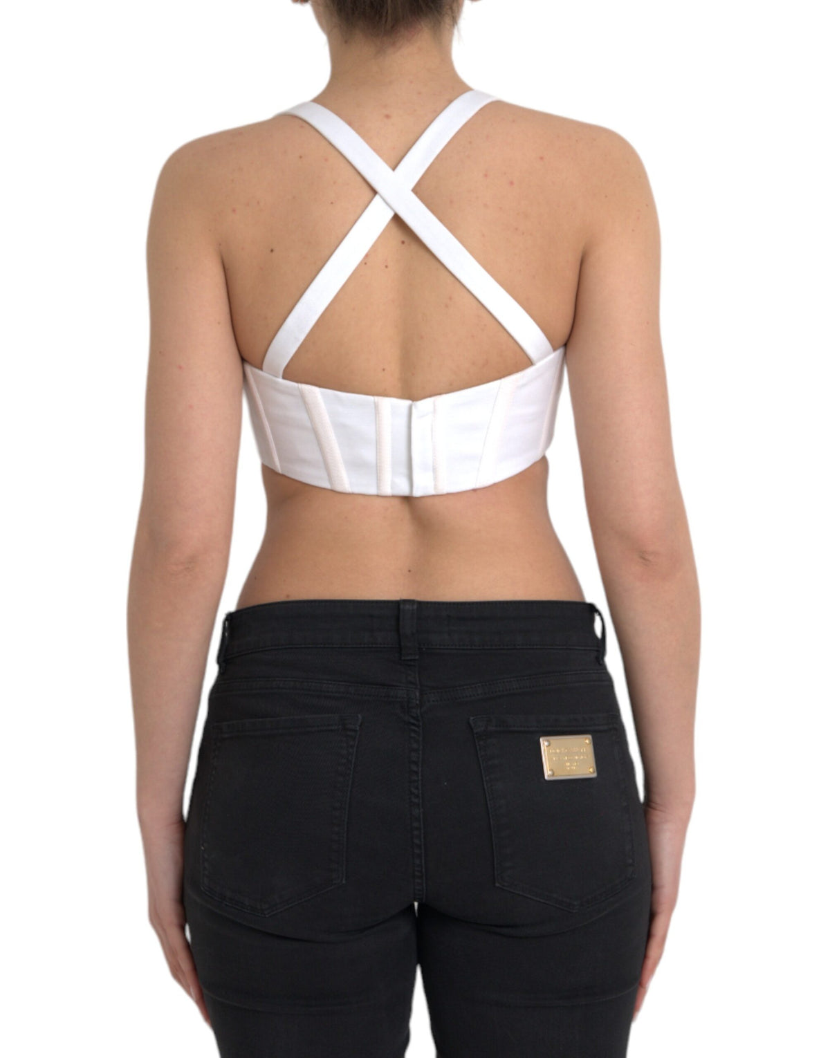 Versace White Viscose Bustier Sleeveless Cropped Top - BrandFit 88