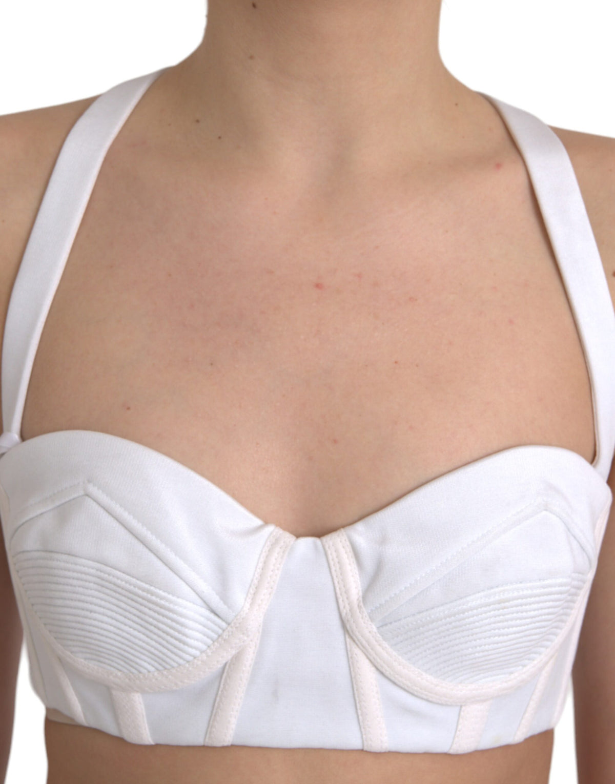 Versace White Viscose Bustier Sleeveless Cropped Top - BrandFit 88