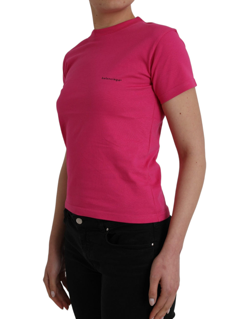Balenciaga Pink Cotton Crew Neck Short Sleeves Tee T-shirt - BrandFit 88