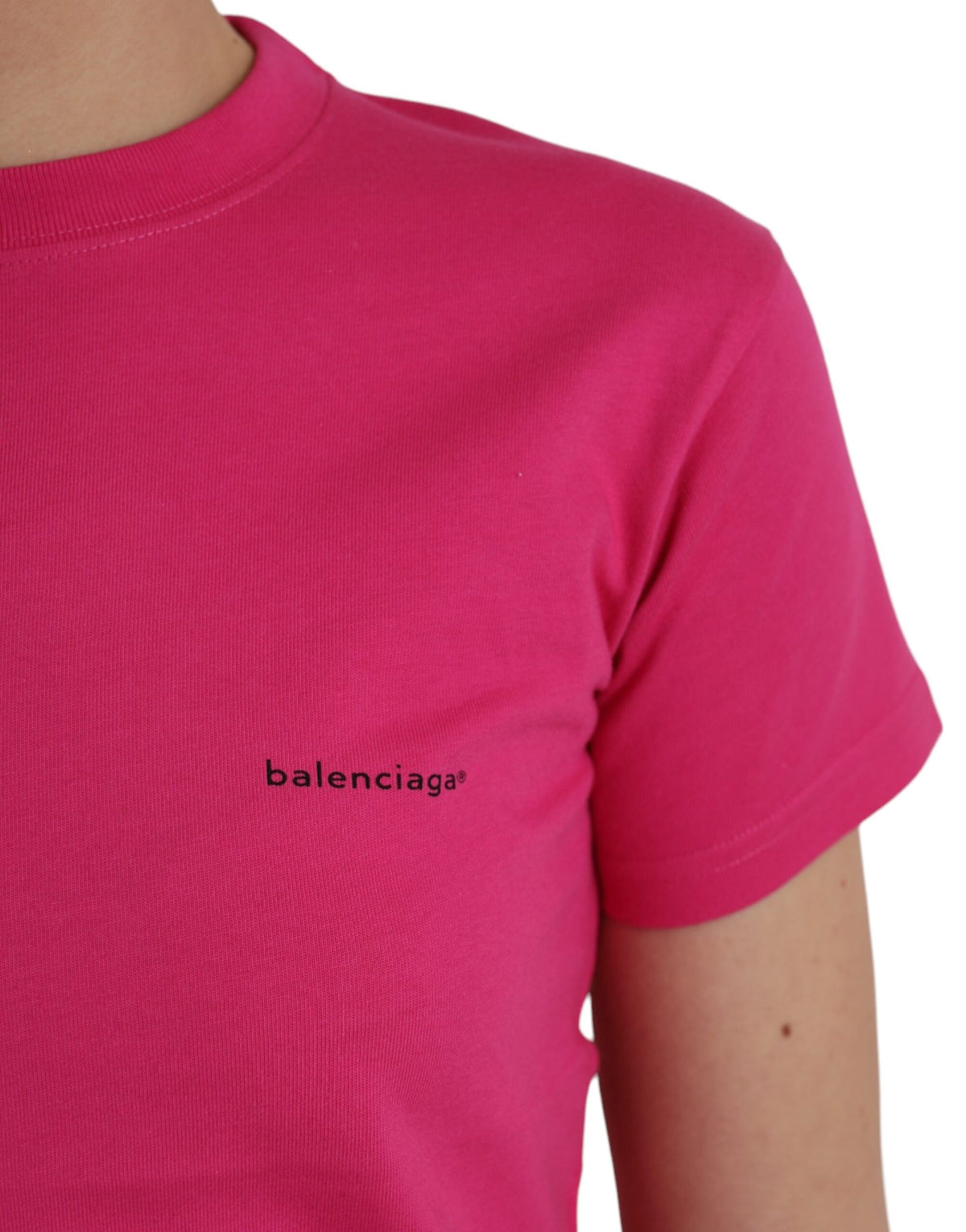 Balenciaga Pink Cotton Crew Neck Short Sleeves Tee T-shirt - BrandFit 88