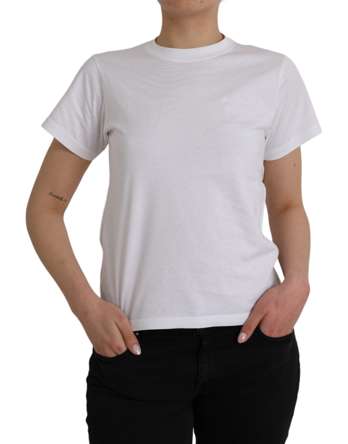 Balenciaga White Cotton Crew Neck Short Sleeves T-shirt - BrandFit 88