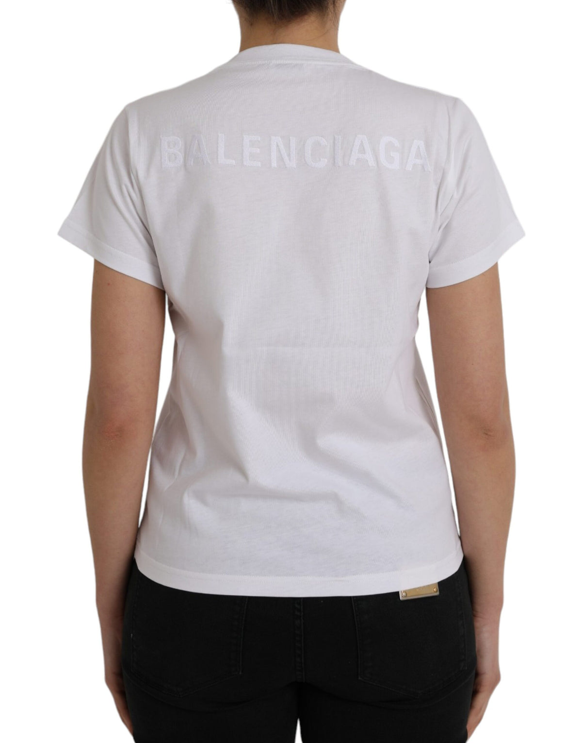 Balenciaga White Cotton Crew Neck Short Sleeves T-shirt - BrandFit 88