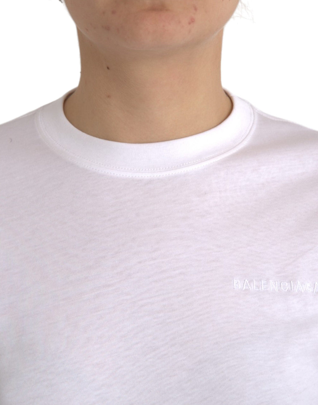 Balenciaga White Cotton Crew Neck Short Sleeves T-shirt - BrandFit 88