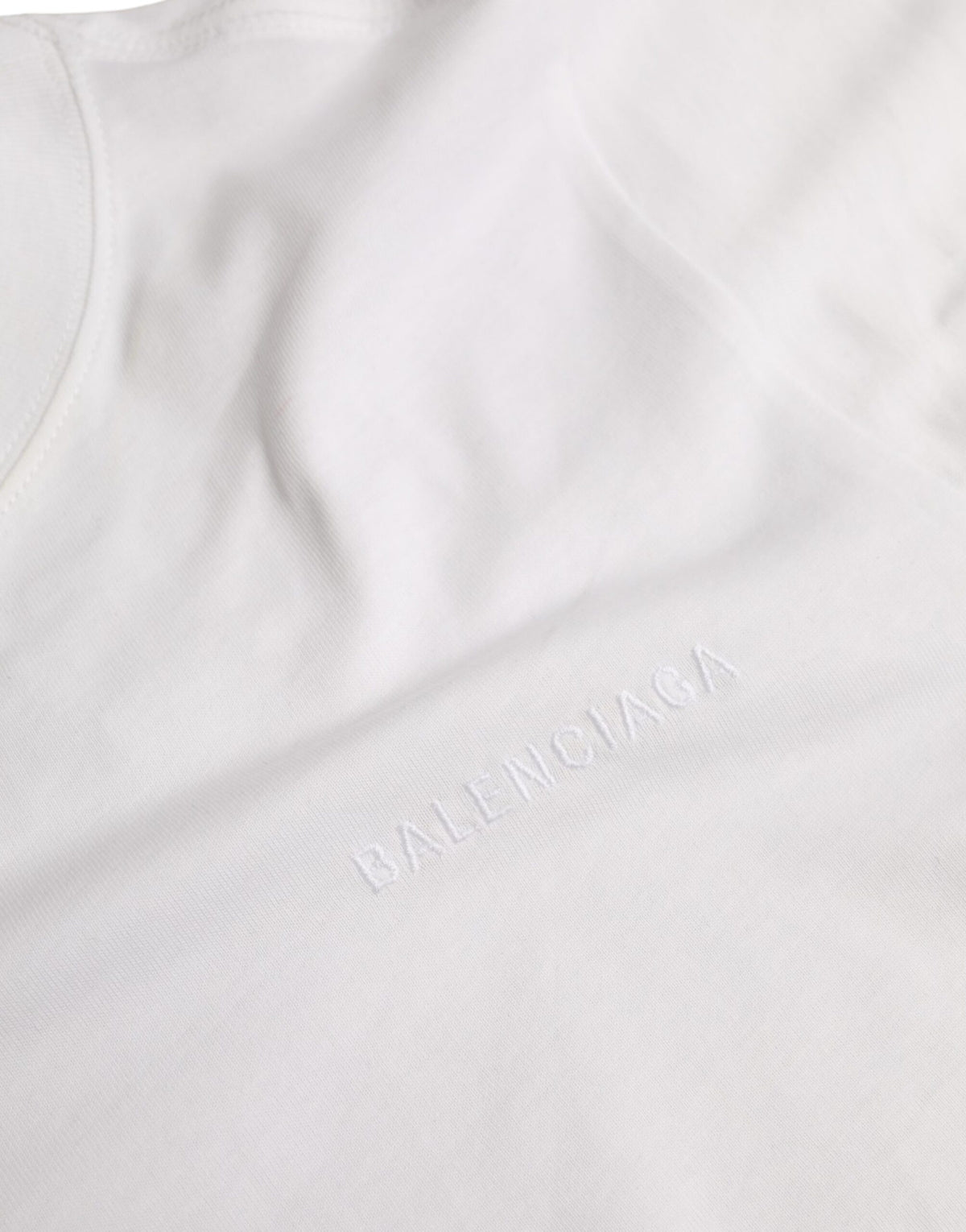 Balenciaga White Cotton Crew Neck Short Sleeves T-shirt - BrandFit 88