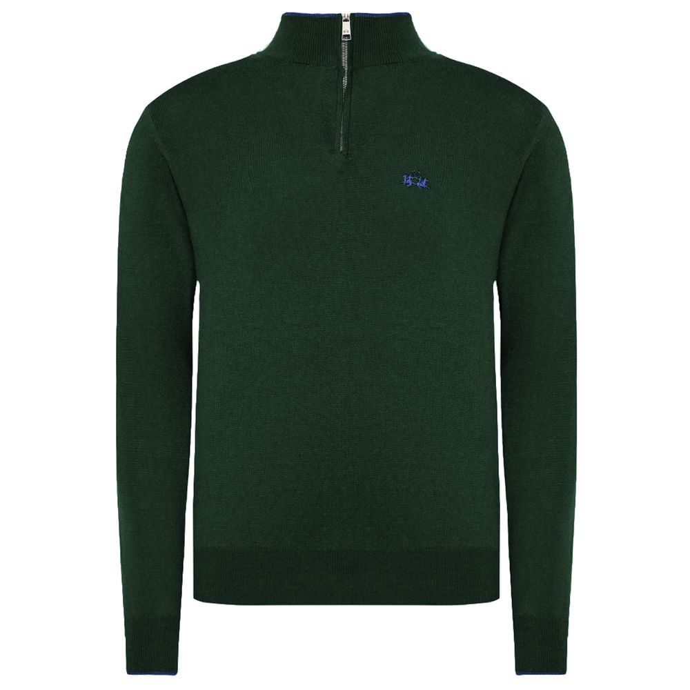 La Martina Green Wool Men Sweater