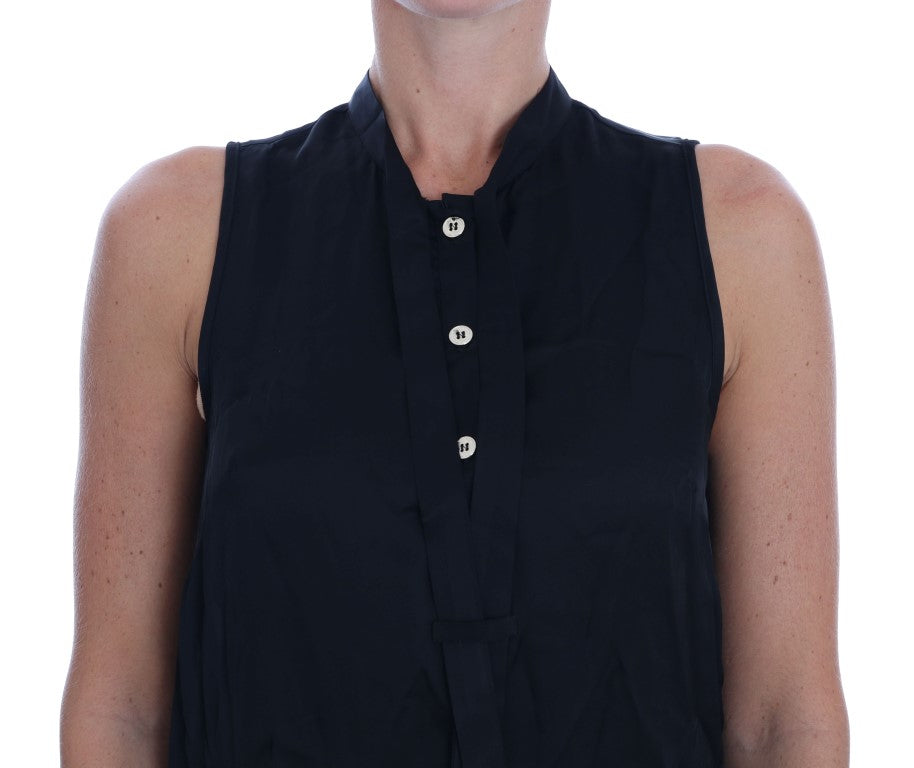 Versace Jeans Black Sleeveless Viscose Blouse Top