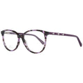 Swarovski Multicolor Plastic Glasses (Frames) for women featuring a purple and black tortoiseshell full-rim design, round lenses, and three diamond-shaped accents on the temples, shown angled against a white background.