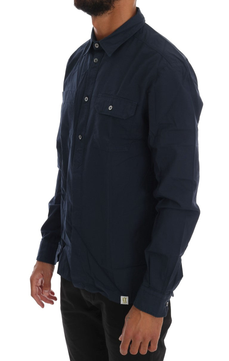 John Galliano Blue Casual Cotton Long Sleeve Shirt John Galliano