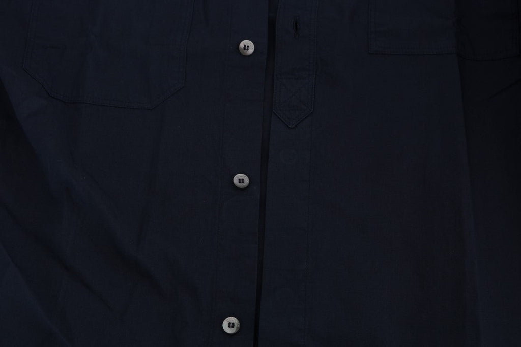 John Galliano Blue Casual Cotton Long Sleeve Shirt John Galliano