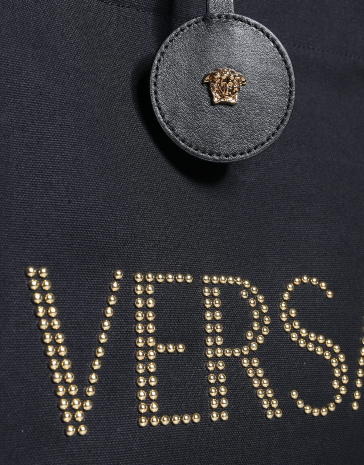 Versace Black Top Handle Canvas Leather Logo Crossbody Tote Bag - BrandFit 88
