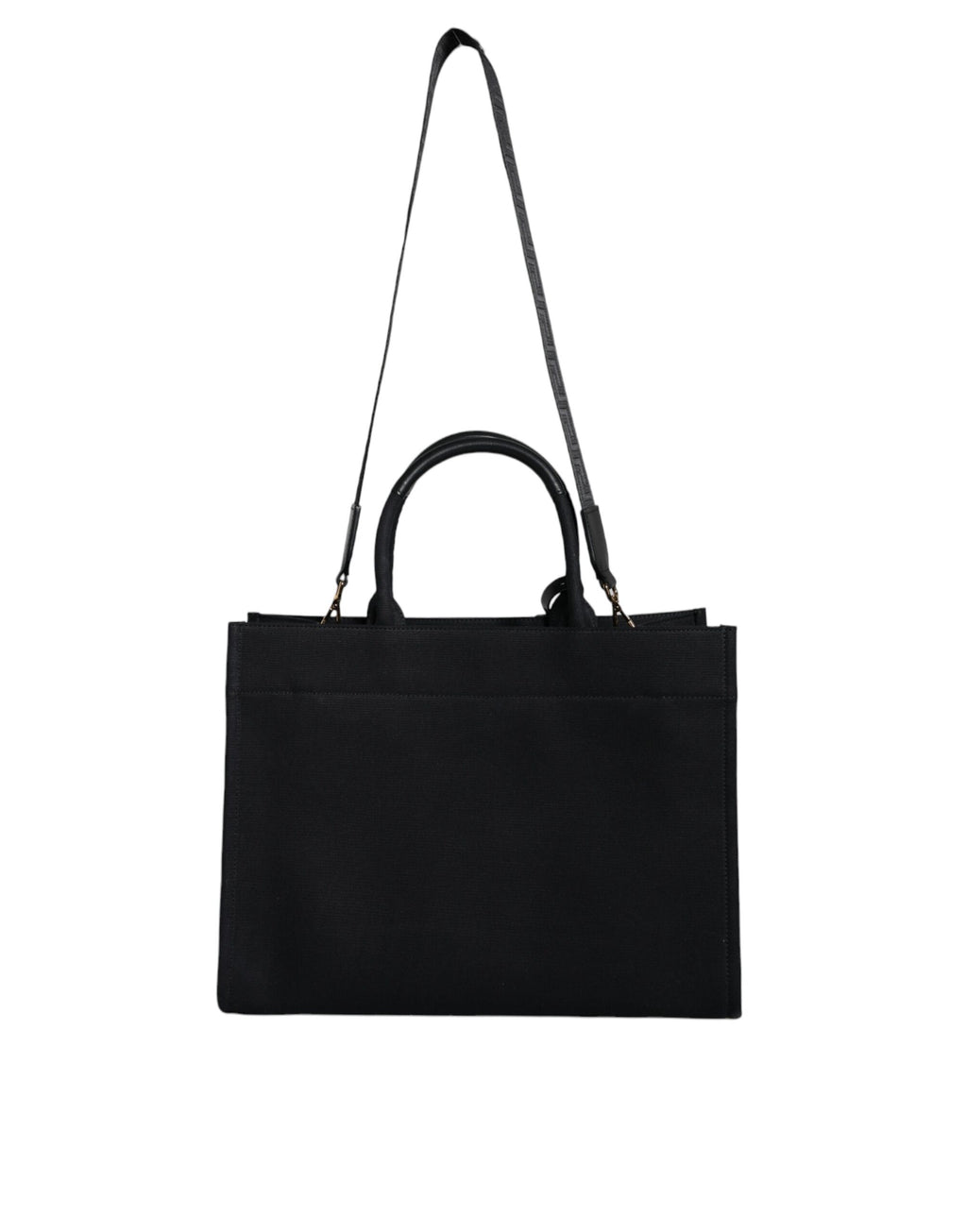 Versace Black Top Handle Canvas Leather Logo Crossbody Tote Bag - BrandFit 88