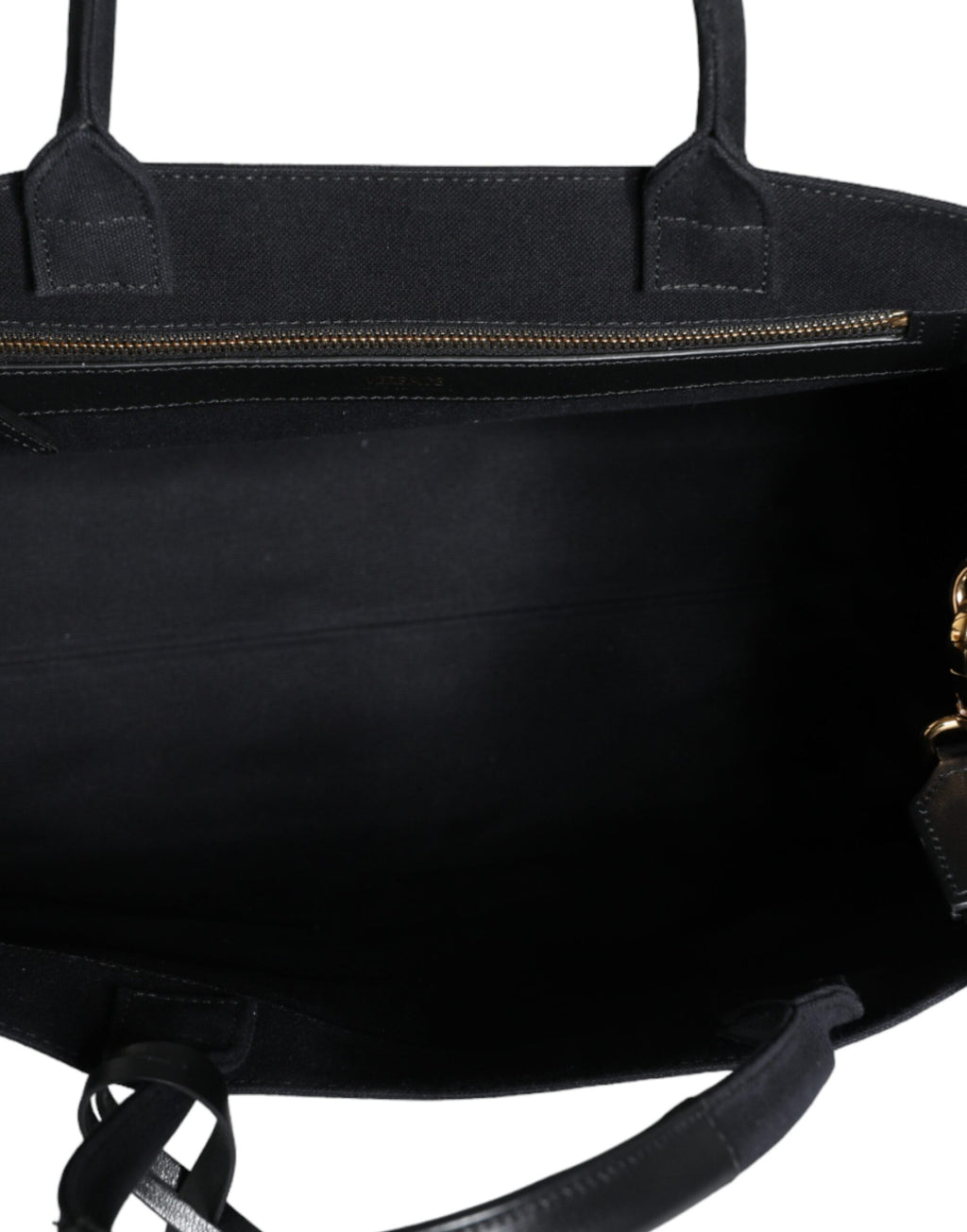 Versace Black Top Handle Canvas Leather Logo Crossbody Tote Bag - BrandFit 88