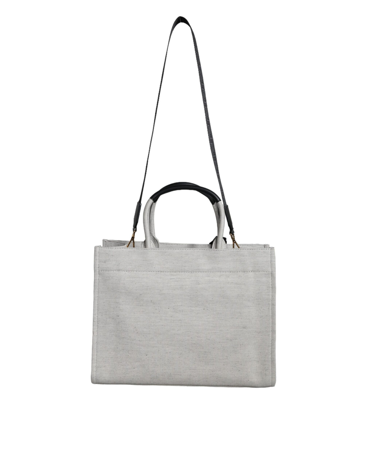 Versace White Top Handle Canvas Leather Logo Crossbody Tote Bag - BrandFit 88