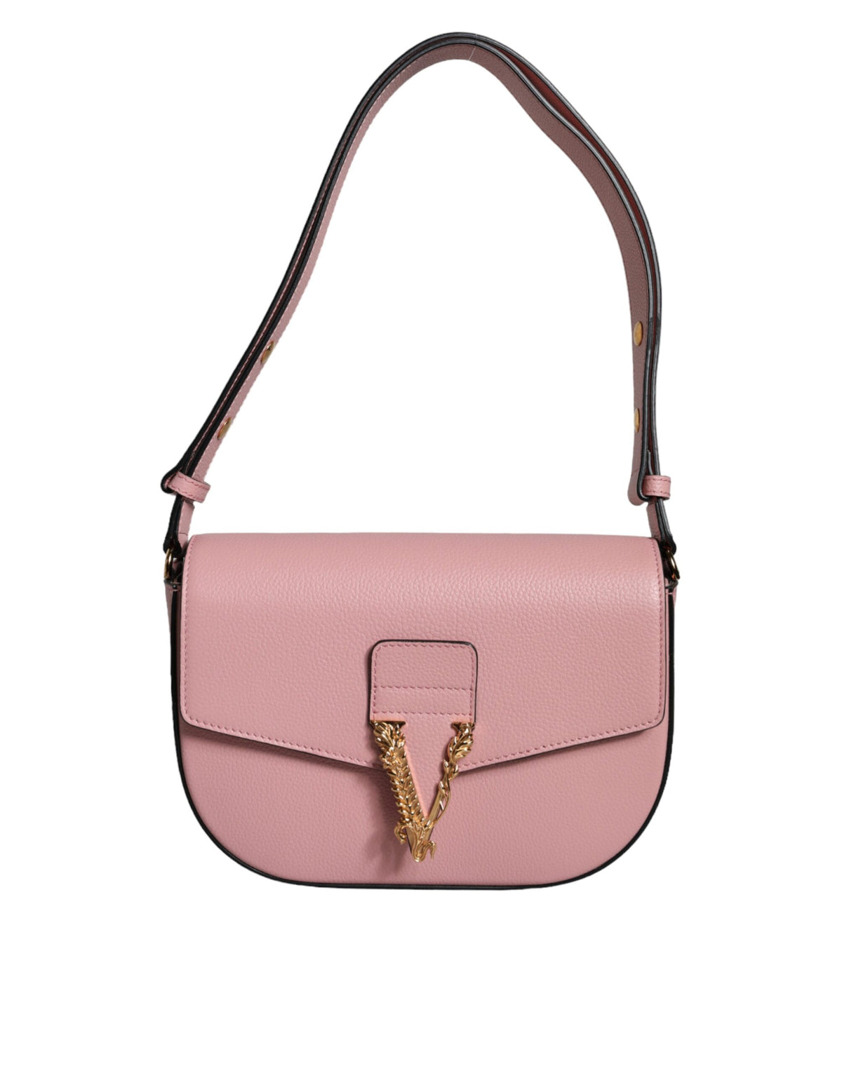 Versace Pink Grainy Calf Leather Logo Crossbody Shoulder Bag - BrandFit 88