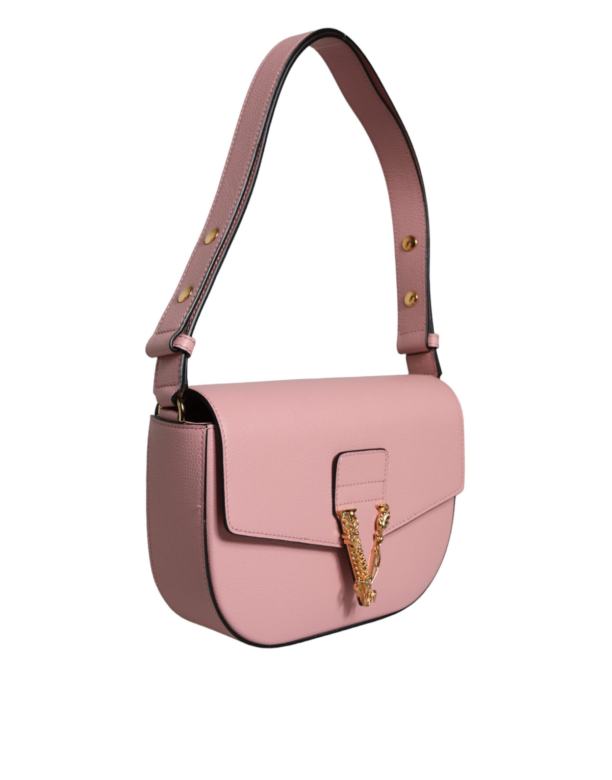 Versace Pink Grainy Calf Leather Logo Crossbody Shoulder Bag - BrandFit 88