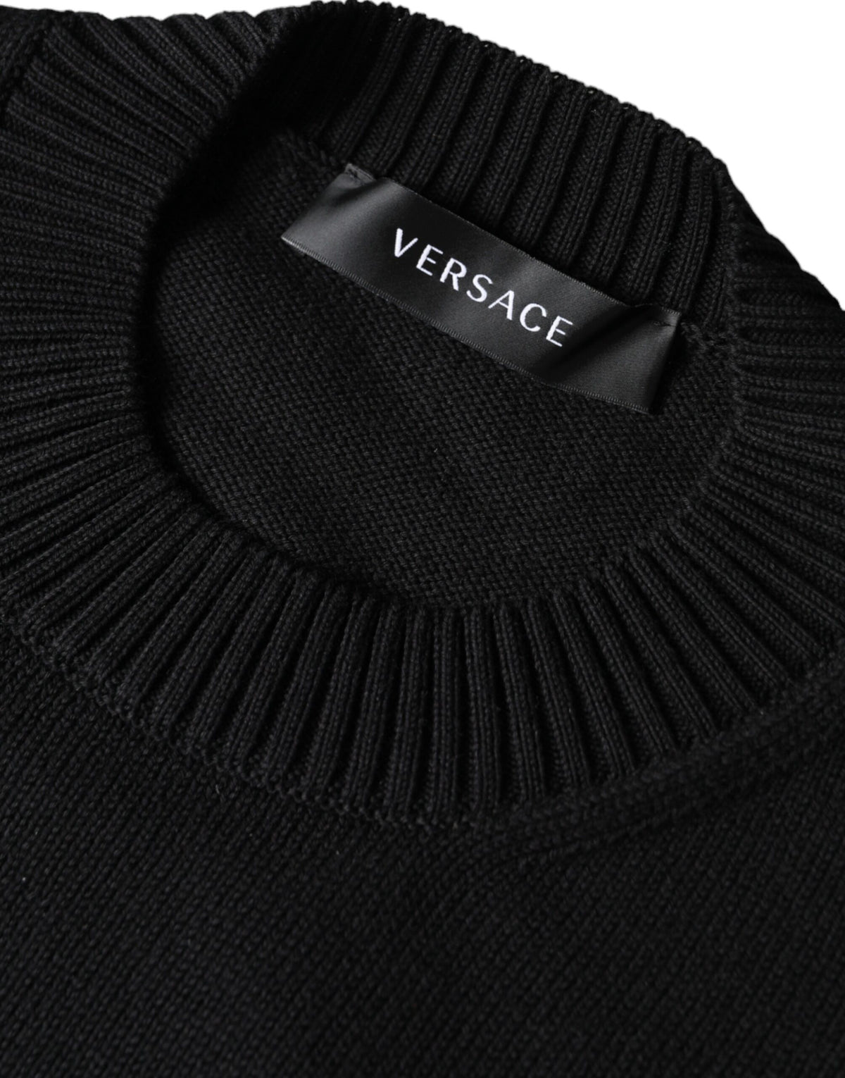 Versace Black Medusa Embroidery Crew Neck Pullover Sweater - BrandFit 88