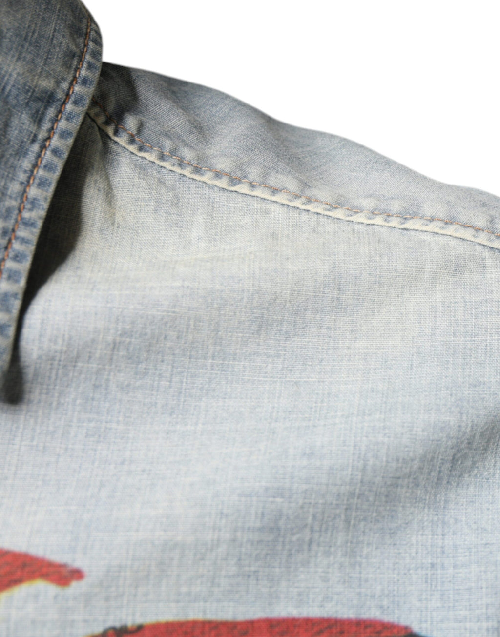 John Galliano Light Blue Printed Cotton Denim Long Sleeves Shirt - BrandFit 88
