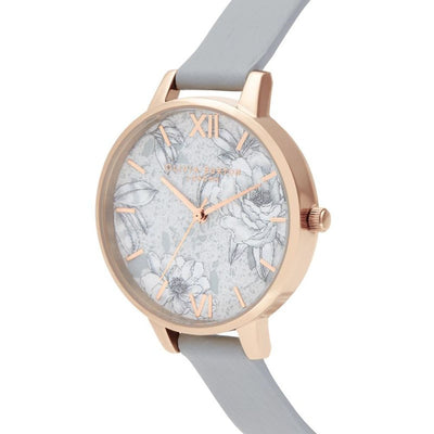 Olivia Burton Gray Artificial Leather Dress Watch