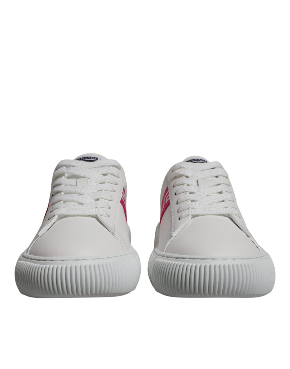Versace White Pink Greca Print Platform Low Top Sneakers Shoes - BrandFit 88