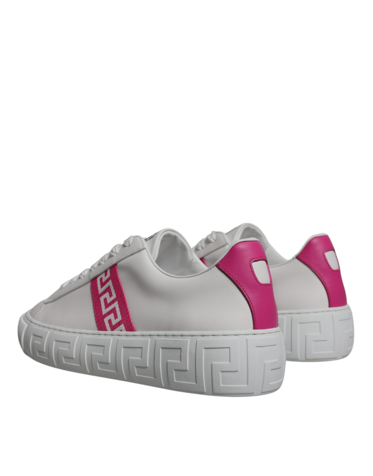 Versace White Pink Greca Print Platform Low Top Sneakers Shoes - BrandFit 88