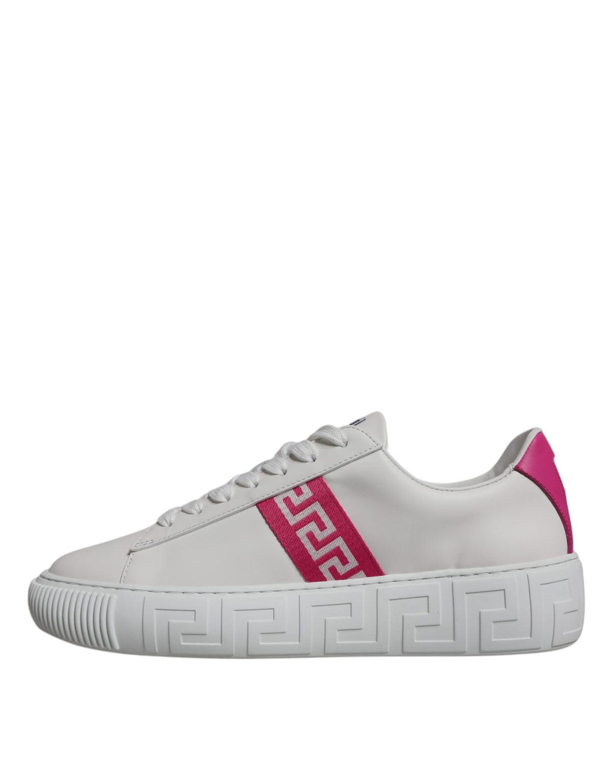 Versace White Pink Greca Print Platform Low Top Sneakers Shoes - BrandFit 88