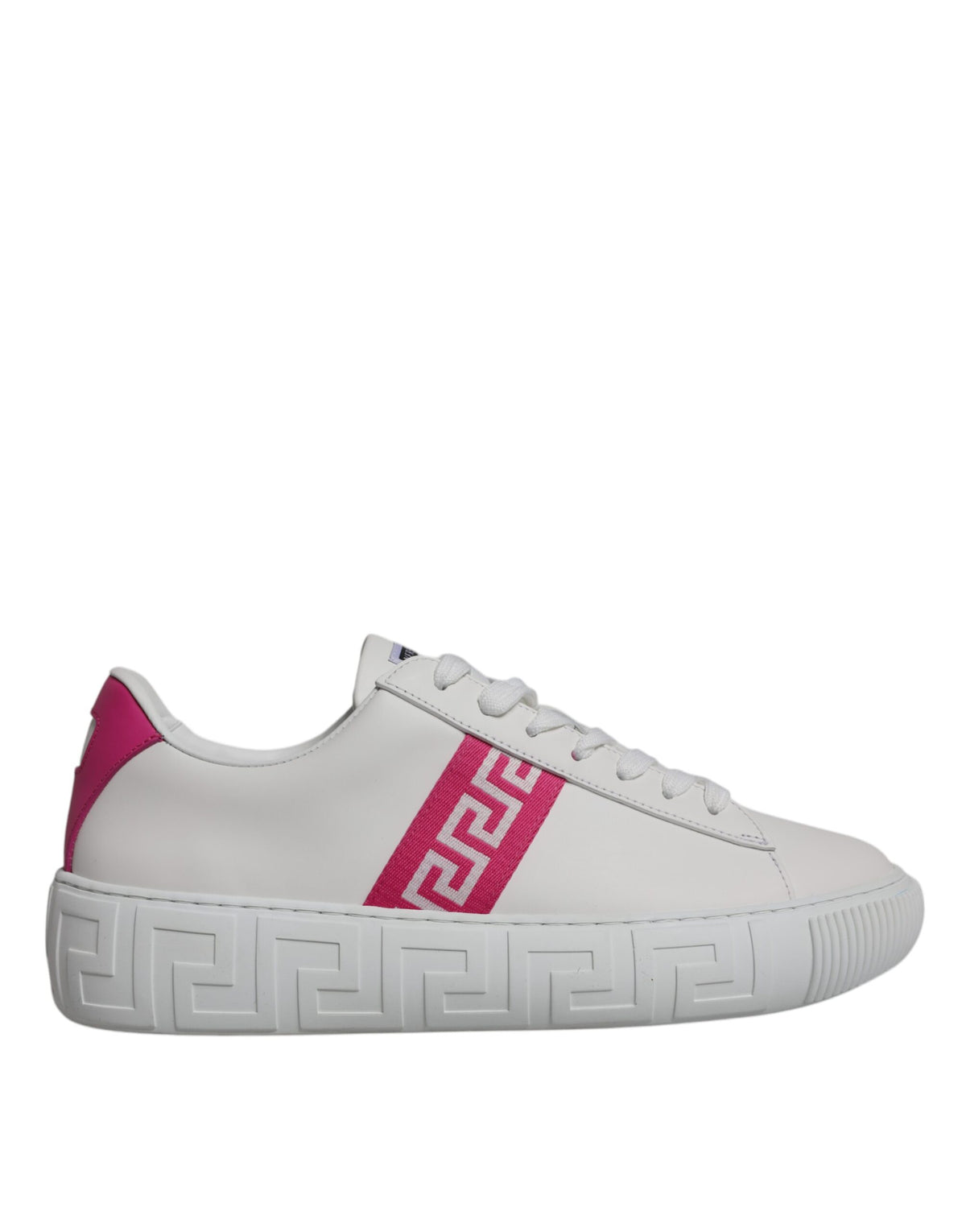 Versace White Pink Greca Print Platform Low Top Sneakers Shoes - BrandFit 88
