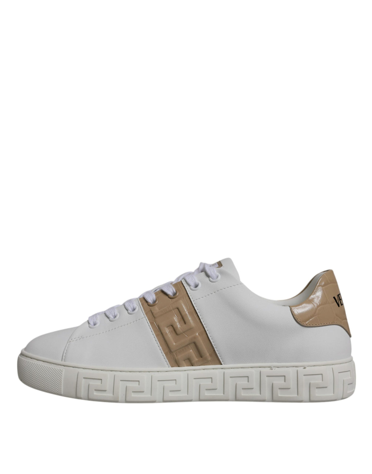 Versace White Brown Greca Print TPU Low Top Men Sneakers Shoes - BrandFit 88