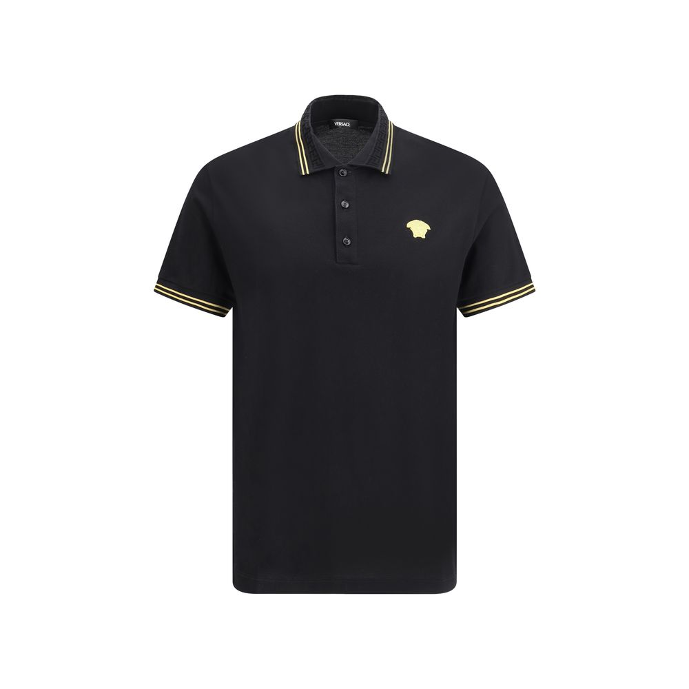 Versace Black Cotton Polo Shirt